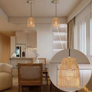 Elegant Rattan Pendant Ceiling Light - Modern Vintage Design