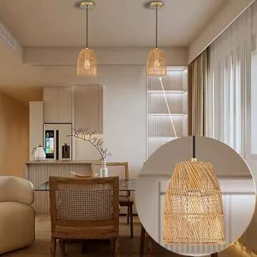 Elegant Rattan Pendant Ceiling Light - Modern Vintage Design