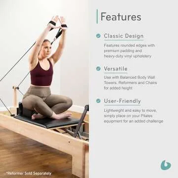 Balanced Body Moon Box, Pilates Box for Reformer, Wall Tower, or Floor Workouts, Pilates Workout Equipment for Home Gym or Studio Use, Black