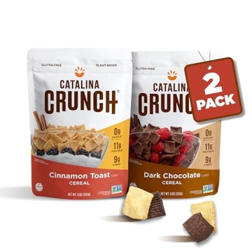 Catalina Crunch High Fiber Cereal Variety Pack, Cinnamon Toast & Dark Chocolate - 2 Flavors | Low Ca...