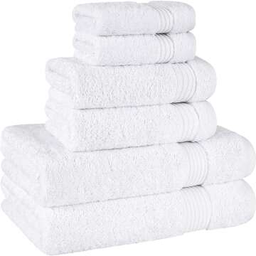 Cotton Paradise Towel Set - 6 Premium Towels in White