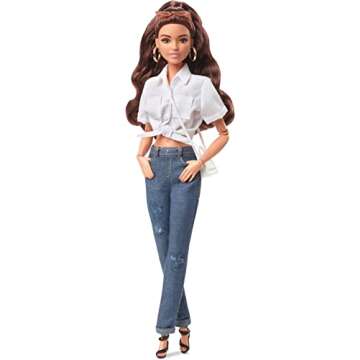 Barbie Signature @BarbieStyle Fashion Doll & Clothing Set, Brunette with 2 Tops, Skirt, Jeans, Jacke...