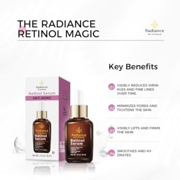 RADIANCE - Retinol Serum for Face with Vitamin E, Organic Jojoba Oil, Aloe Vera, Green Tea, Hylauronic Acid for Smoothing Fine Lines, Dark Spot & Anti Aging, Anti Wrinkles Facial Serum 1 Oz