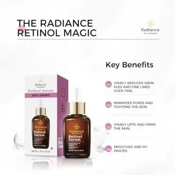 RADIANCE - Retinol Serum for Face with Vitamin E, Organic Jojoba Oil, Aloe Vera, Green Tea, Hylauronic Acid for Smoothing Fine Lines, Dark Spot & Anti Aging, Anti Wrinkles Facial Serum 1 Oz