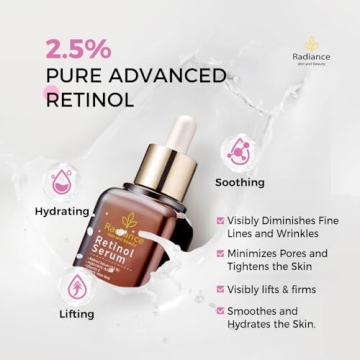 RADIANCE - Retinol Serum for Face with Vitamin E, Organic Jojoba Oil, Aloe Vera, Green Tea, Hylauronic Acid for Smoothing Fine Lines, Dark Spot & Anti Aging, Anti Wrinkles Facial Serum 1 Oz