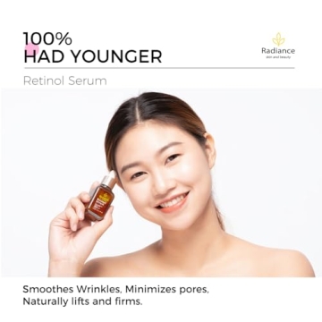 RADIANCE - Retinol Serum for Face with Vitamin E, Organic Jojoba Oil, Aloe Vera, Green Tea, Hylauronic Acid for Smoothing Fine Lines, Dark Spot & Anti Aging, Anti Wrinkles Facial Serum 1 Oz