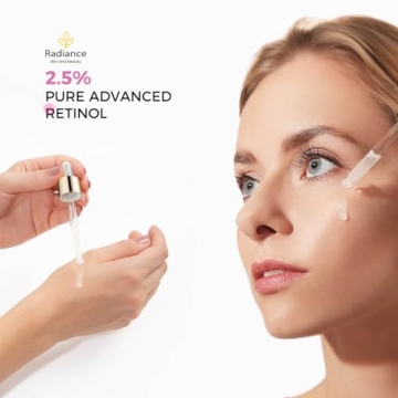 RADIANCE - Retinol Serum for Face with Vitamin E, Organic Jojoba Oil, Aloe Vera, Green Tea, Hylauronic Acid for Smoothing Fine Lines, Dark Spot & Anti Aging, Anti Wrinkles Facial Serum 1 Oz