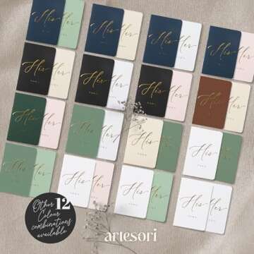 ARTESORI Wedding Vow Book for Her & Him, Soft Touch, Gold Foil Engraving, 28 Lined Pages, Wedding Vow Books His and Hers, Wedding Essentials, Wedding Registry Ideas, His and Hers Gifts [Ivory & Navy]