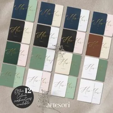 ARTESORI Wedding Vow Book for Her & Him, Soft Touch, Gold Foil Engraving, 28 Lined Pages, Wedding Vow Books His and Hers, Wedding Essentials, Wedding Registry Ideas, His and Hers Gifts [Ivory & Navy]