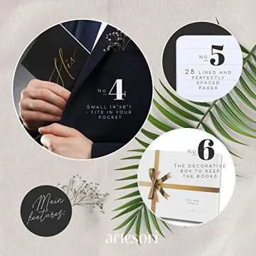 ARTESORI Wedding Vow Book for Her & Him, Soft Touch, Gold Foil Engraving, 28 Lined Pages, Wedding Vow Books His and Hers, Wedding Essentials, Wedding Registry Ideas, His and Hers Gifts [Ivory & Navy]