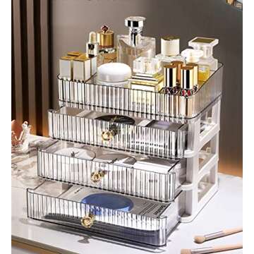 MIUOPUR Makeup Organizer with 3 Large Drawers, Countertop Organizer for Cosmetics, Ideal for Bathroo...