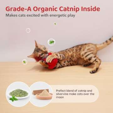 Potaroma Cat Toys Chirping Birds 2 Pcs with Catnip SilverVine, Interactive Cat Kicker, Lifelike Birdie Tweets, Indoor Kitty Kitten Exercise Toys 4.0"