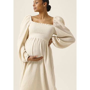 Soft Muslin Maternity Gown - Stylish Nursing Dress for Women