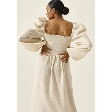 Soft Muslin Maternity Gown - Stylish Nursing Dress for Women