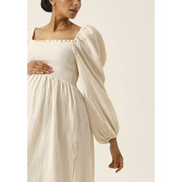 Soft Muslin Maternity Gown - Stylish Nursing Dress for Women