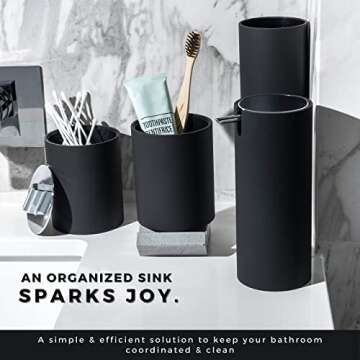 Sleek Matte Black Bathroom Accessory Set 4 Pcs Complete Bathroom Set Modern Bathroom Decor Bathroom ...
