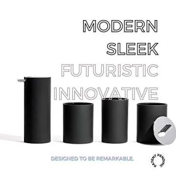 Sleek Black Bathroom Accessory Set - Modern Home Decor