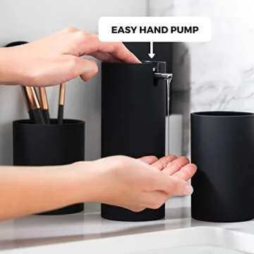 Sleek Black Bathroom Accessory Set - Modern Home Decor