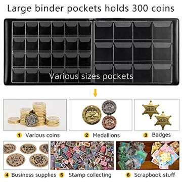 Aptbyte Coin Collection Supplies Holder Book for Collectors, 300 Pockets Coin Collection Organizer S...