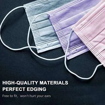 Taimu TM Face Masks for Protection Pack of 50, Colorful Disposable Face Mask For Women Safety Mask