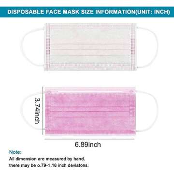Taimu TM Face Masks for Protection Pack of 50, Colorful Disposable Face Mask For Women Safety Mask