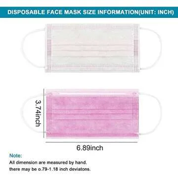 Taimu TM Face Masks for Protection Pack of 50, Colorful Disposable Face Mask For Women Safety Mask