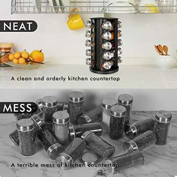 Baker Boutique Spice Rack, Spice Rack Organizer for Countertop, Empty 20-Jars Rotating Spice Rack, S...