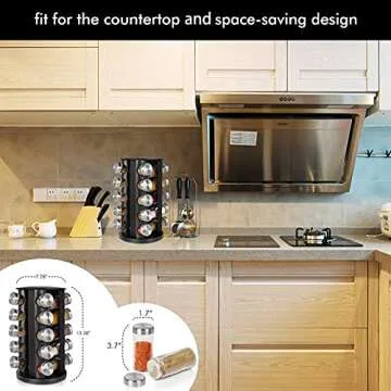 Baker Boutique Spice Rack, Spice Rack Organizer for Countertop, Empty 20-Jars Rotating Spice Rack, Spinning Spice Rack Shelf, Revolving Spice Rack for Kitchen (Black)