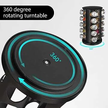 Baker Boutique Spice Rack, Spice Rack Organizer for Countertop, Empty 20-Jars Rotating Spice Rack, Spinning Spice Rack Shelf, Revolving Spice Rack for Kitchen (Black)