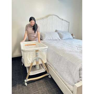 HARPPA Cuddly Bassinet - 3-in-1 Baby Bassinet Bedside Sleeper with Mattress and Wheels