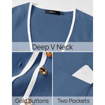 ZESICA Women's Stylish Fall Cardigan with Pockets