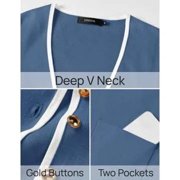 ZESICA Women's Stylish Fall Cardigan with Pockets