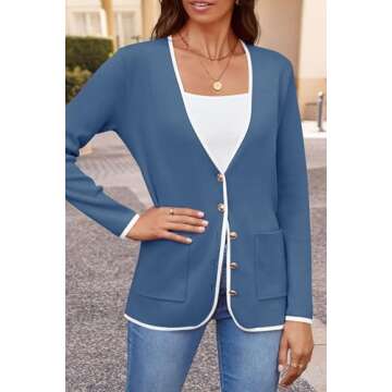 ZESICA Women's Stylish Fall Cardigan with Pockets