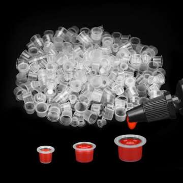 Tattoo Ink Caps, ATOMUS 300pcs Mixed Tattoo Ink Cups Small Medium Large Plastic Tattoo Microblading ...