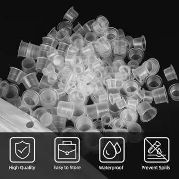 Tattoo Ink Caps, ATOMUS 300pcs Mixed Tattoo Ink Cups Small Medium Large Plastic Tattoo Microblading Pigment Ink Cups Caps Holder