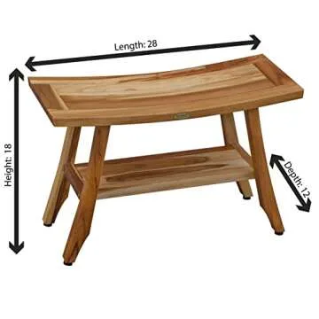 EcoDecors, 28 inch, Brown, Teak Shower Bench, Teak Bench Shower, Teak Shower Bench for Inside Shower, Teak Wood Shower Bench