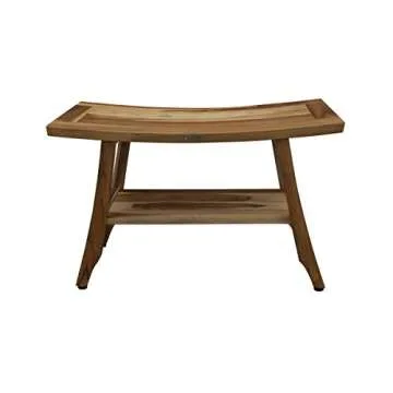 EcoDecors, 28 inch, Brown, Teak Shower Bench, Teak Bench Shower, Teak Shower Bench for Inside Shower, Teak Wood Shower Bench