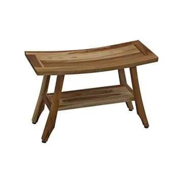 EcoDecors, 28 inch, Brown, Teak Shower Bench, Teak Bench Shower, Teak Shower Bench for Inside Shower, Teak Wood Shower Bench