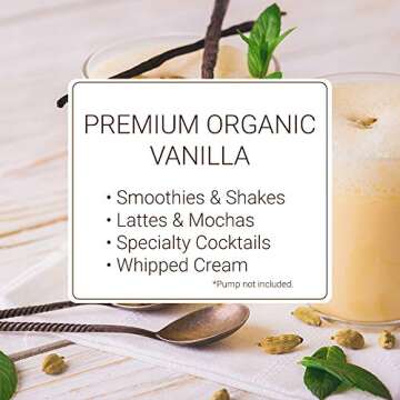 Monin - Organic Vanilla Syrup, Naturally Smooth Sweetness, Great for Coffee, Shakes, and Cocktails, Gluten-Free, Non-GMO (750 ml)
