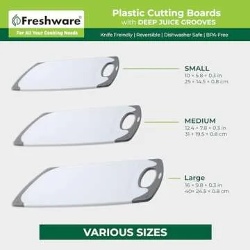 Freshware Cutting Boards, One Size, Plastic, Set of 3