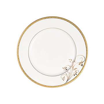 Lorren Home Trends La Luna Bone China 57-Piece 24K Gold Floral Design Dinnerware Set, Service for 8