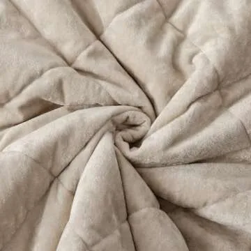 SHALALA Luxury Velvet Quilt Set Queen Size,Ultra Soft Lightweight Summer Velvet Comforter Set, Oversized Bedspread Coverlet with 2 Shams Diamond Pattern,for All Season(Beige,Queen/Full)