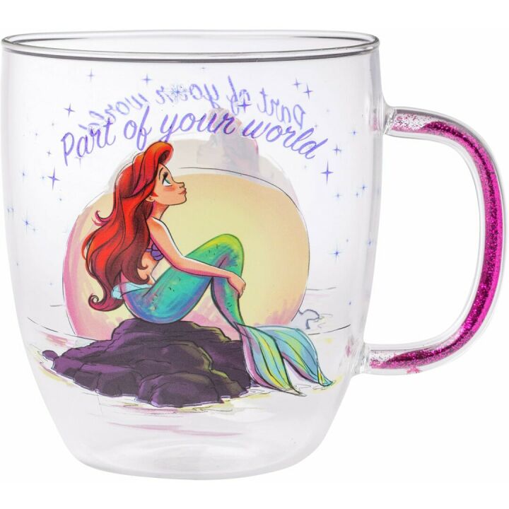 Ariel Little Mermaid Glitter Handle Mug - 14oz