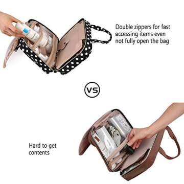 BAGSMART Toiletry Bag Travel Bag with Hanging Hook, Water-resistant Makeup Cosmetic Bag Travel Organizer for Accessories, Shampoo, Full Sized Container, Toiletries