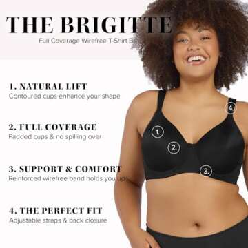Leading Lady Brigitte Full Coverage Wireless Bra - Molded, Padded, Seamless Bra