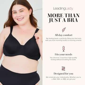 Leading Lady Brigitte Full Coverage Wireless Bra - Molded, Padded, Seamless Bra