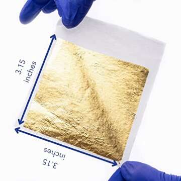 Slofoodgroup 24 Karat Edible Gold Leaf, Firm Transfer Gold Sheets (Hard Press Transfer Sheets) 25 Sheets per Book, 3.15 in. by 3. 15 in. Hard Press Transfer Sheets