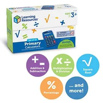 Learning Resources Primary Calculator Set - 10 Solar-Powered Units