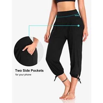 DIBAOLONG Women's Comfy Yoga Capri Pants with Pockets