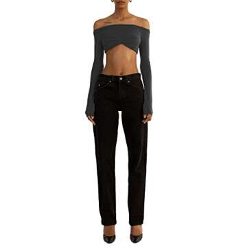 Women’s Sexy Crop Tops – Knit Mesh Off Shoulder Style